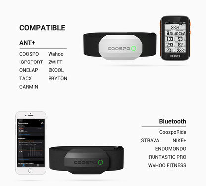 COOSPO H808S Heart Rate Sensor Dual Mode ANT Bluetooth With Chest Strap Cycling Computer for Wahoo Garmin Zwift Sports Monitor