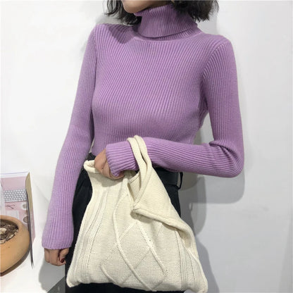 Turtleneck Sweater Womens 2024 Autumn Winter Tops Korean Slim Women Pullover Jumper Knitted Sweater Pull Femme Hiver Truien