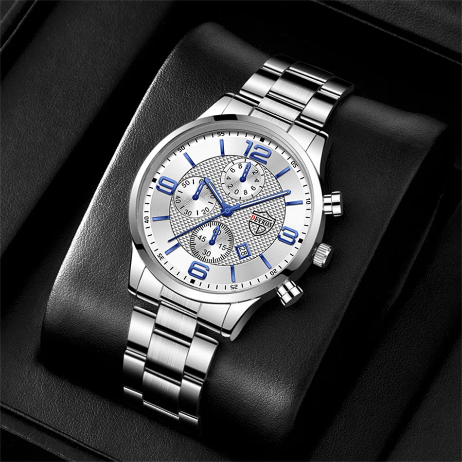 reloj hombre Luxury Business Men Watchs Stainless Steel Quartz WristWatch Male Leather Calendar Luminous Clock relogio masculino