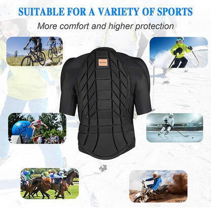 BenKen Ultralight Protective Gear Outdoor Skiing Anti-Collision Anti-Collision Armor Spine Back Protector Sports Shirts Black