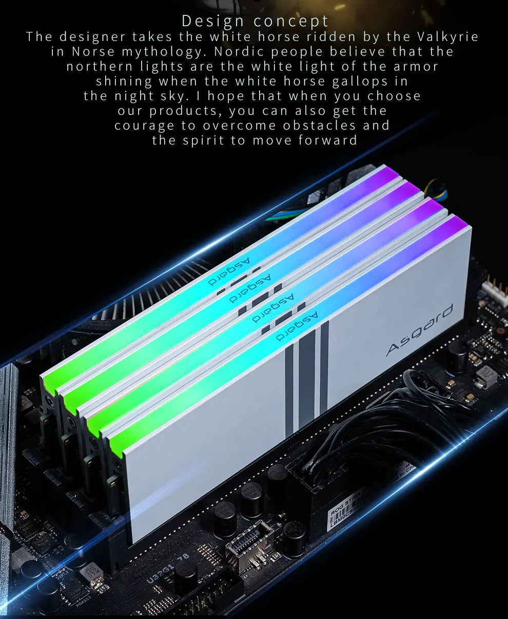 Asgard  Valkyrie  Memory DDR4 RAM PC 8GBX2 16GB 32GB 3200MHz 3600MHz RGB RAM White heatsink OC Performance for Desktop