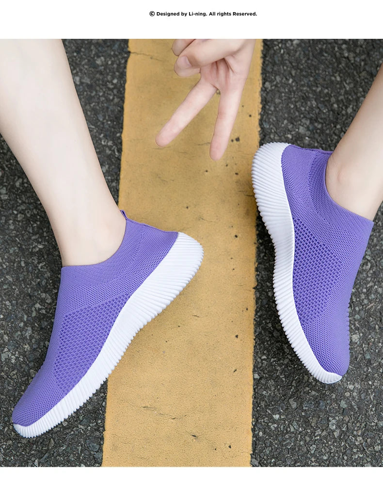 Women Vulcanized Shoes High Quality Women Sneakers Slip On Flats Shoes Women Loafers Plus Size 42 Walking Flat