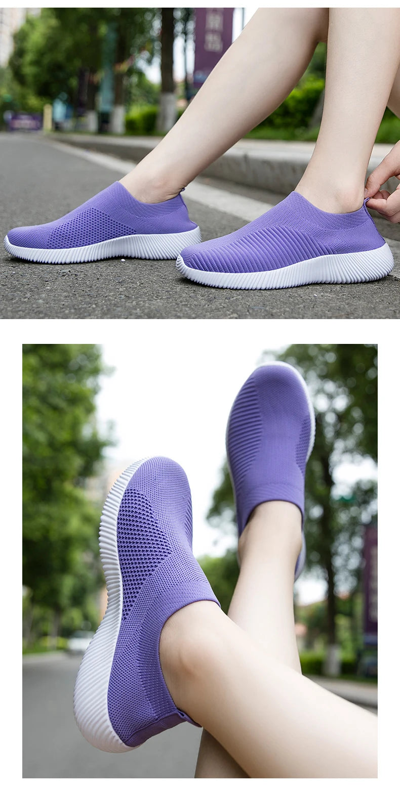 Women Vulcanized Shoes High Quality Women Sneakers Slip On Flats Shoes Women Loafers Plus Size 42 Walking Flat