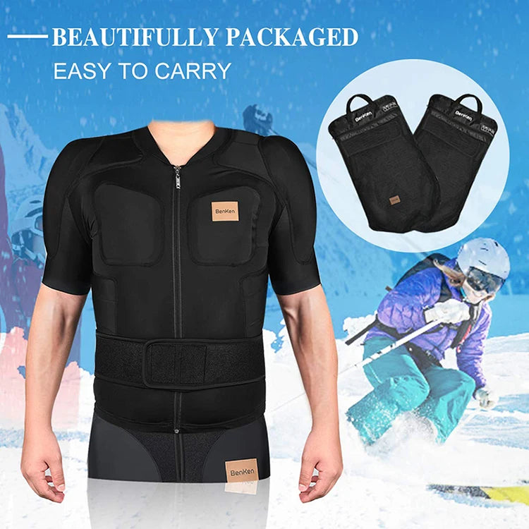 BenKen Ultralight Protective Gear Outdoor Skiing Anti-Collision Anti-Collision Armor Spine Back Protector Sports Shirts Black