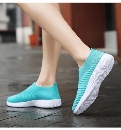 Women Vulcanized Shoes High Quality Women Sneakers Slip On Flats Shoes Women Loafers Plus Size 42 Walking Flat