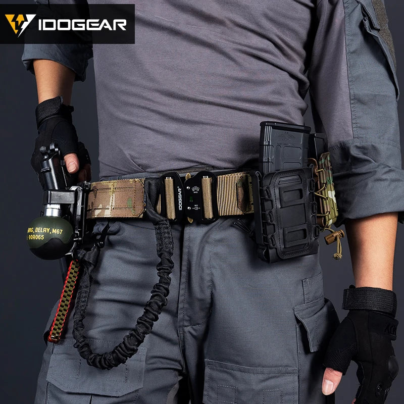 IDOGEAR 2 Inch Tactical Belt Quick Release Metal Buckle  MOLLE Laser Mens Belts Camo 3415