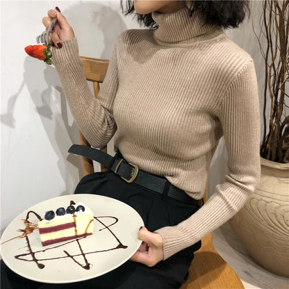 Turtleneck Sweater Womens 2024 Autumn Winter Tops Korean Slim Women Pullover Jumper Knitted Sweater Pull Femme Hiver Truien