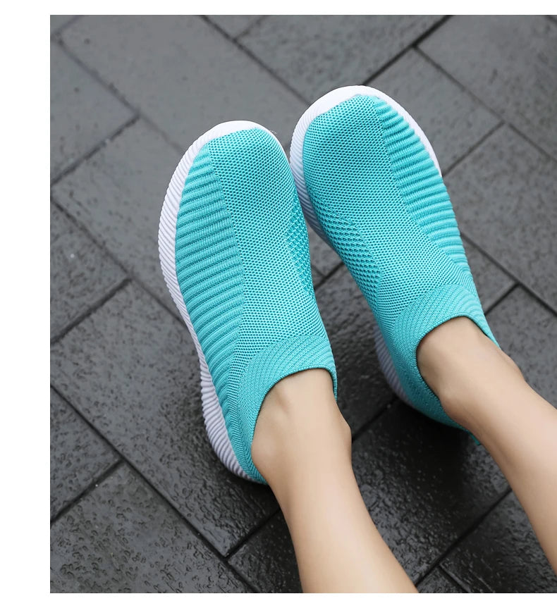 Women Vulcanized Shoes High Quality Women Sneakers Slip On Flats Shoes Women Loafers Plus Size 42 Walking Flat