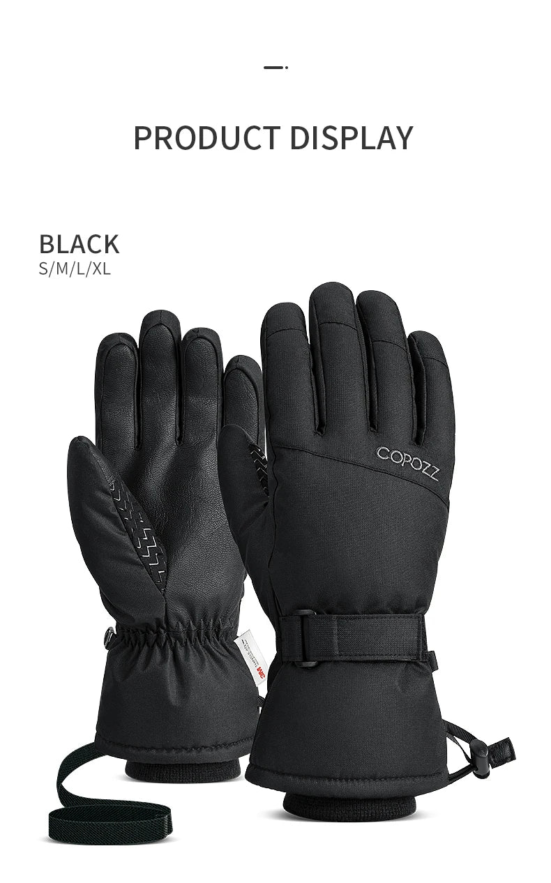 COPOZZ Men Women Ski Gloves Ultralight Waterproof Winter Warm Gloves Snowboard Gloves Motorcycle Riding Snow Windproof Gloves