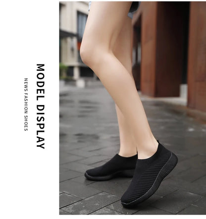 Women Vulcanized Shoes High Quality Women Sneakers Slip On Flats Shoes Women Loafers Plus Size 42 Walking Flat