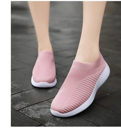 Women Vulcanized Shoes High Quality Women Sneakers Slip On Flats Shoes Women Loafers Plus Size 42 Walking Flat