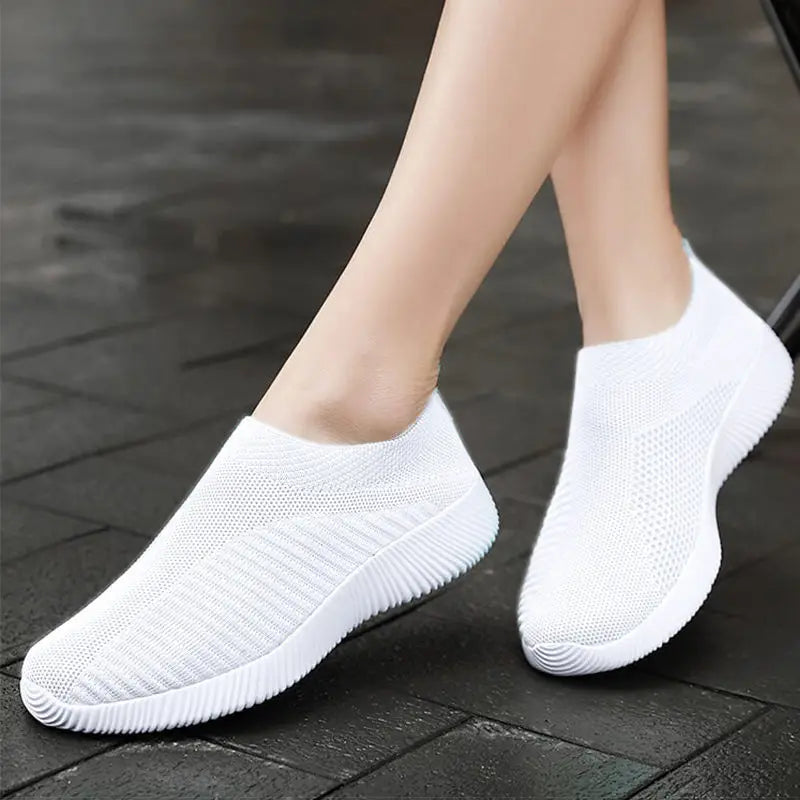 Women Vulcanized Shoes High Quality Women Sneakers Slip On Flats Shoes Women Loafers Plus Size 42 Walking Flat