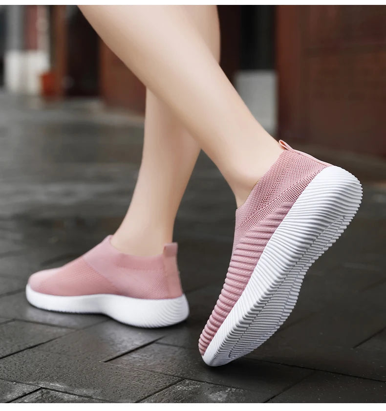 Women Vulcanized Shoes High Quality Women Sneakers Slip On Flats Shoes Women Loafers Plus Size 42 Walking Flat