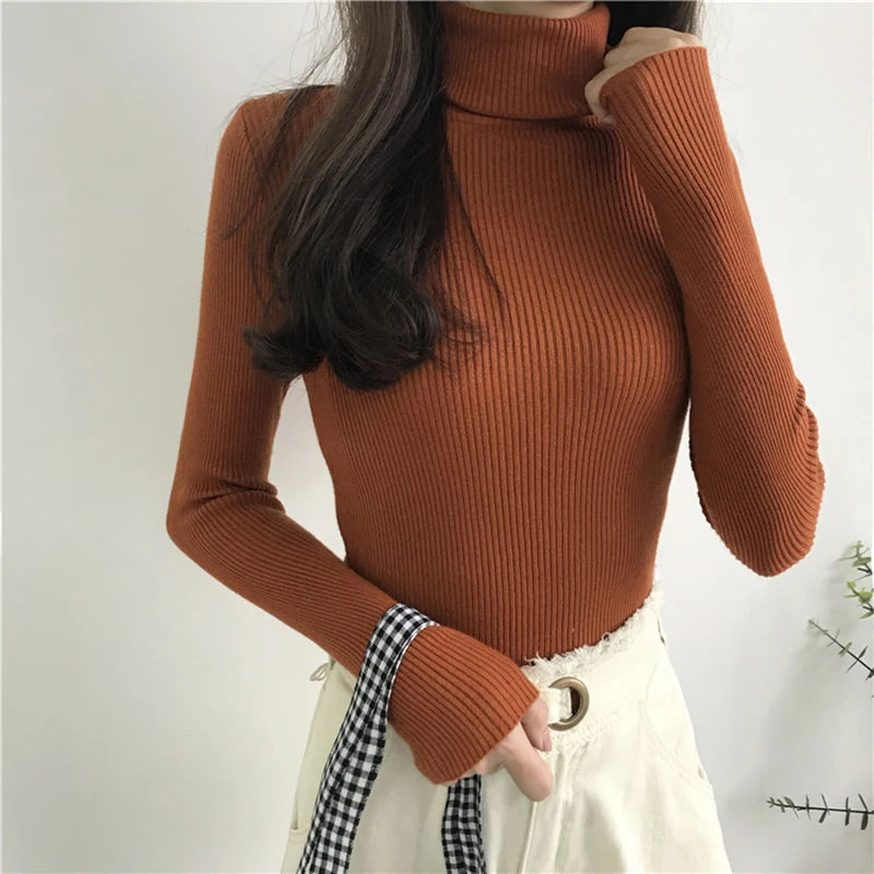 Turtleneck Sweater Womens 2024 Autumn Winter Tops Korean Slim Women Pullover Jumper Knitted Sweater Pull Femme Hiver Truien