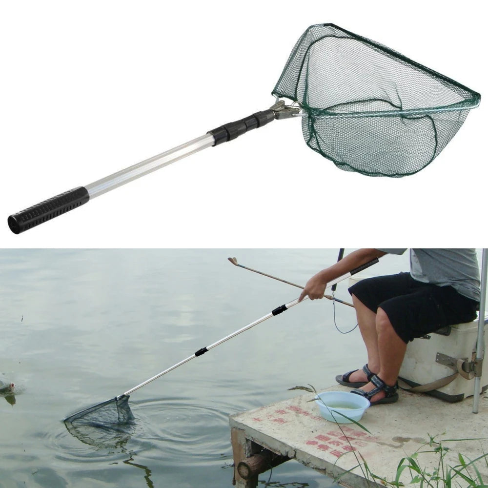 190cm 92cm 55cm Telescopic Landing Net Folding Fishing Pole Extending Fly Carp Course Sea Mesh Fishing Net For Fly Fishing