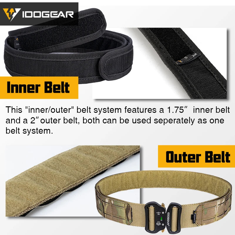 IDOGEAR 2 Inch Tactical Belt Quick Release Metal Buckle  MOLLE Laser Mens Belts Camo 3415