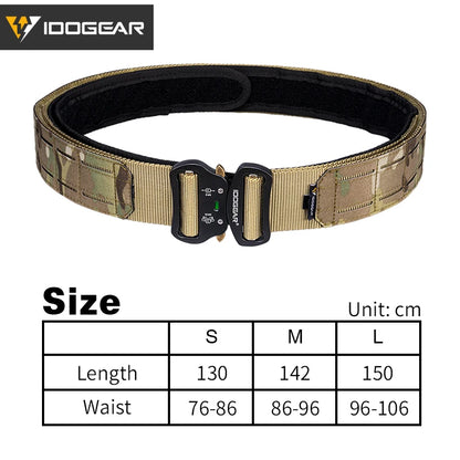 IDOGEAR 2 Inch Tactical Belt Quick Release Metal Buckle  MOLLE Laser Mens Belts Camo 3415