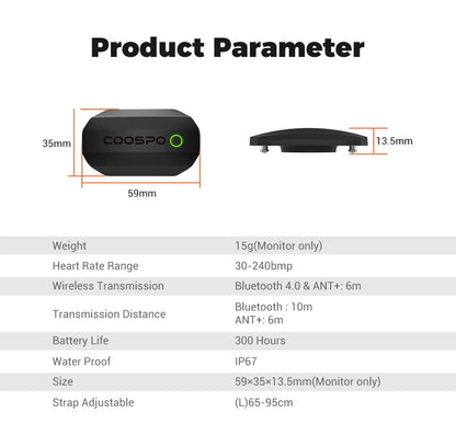 COOSPO H808S Heart Rate Sensor Dual Mode ANT Bluetooth With Chest Strap Cycling Computer for Wahoo Garmin Zwift Sports Monitor