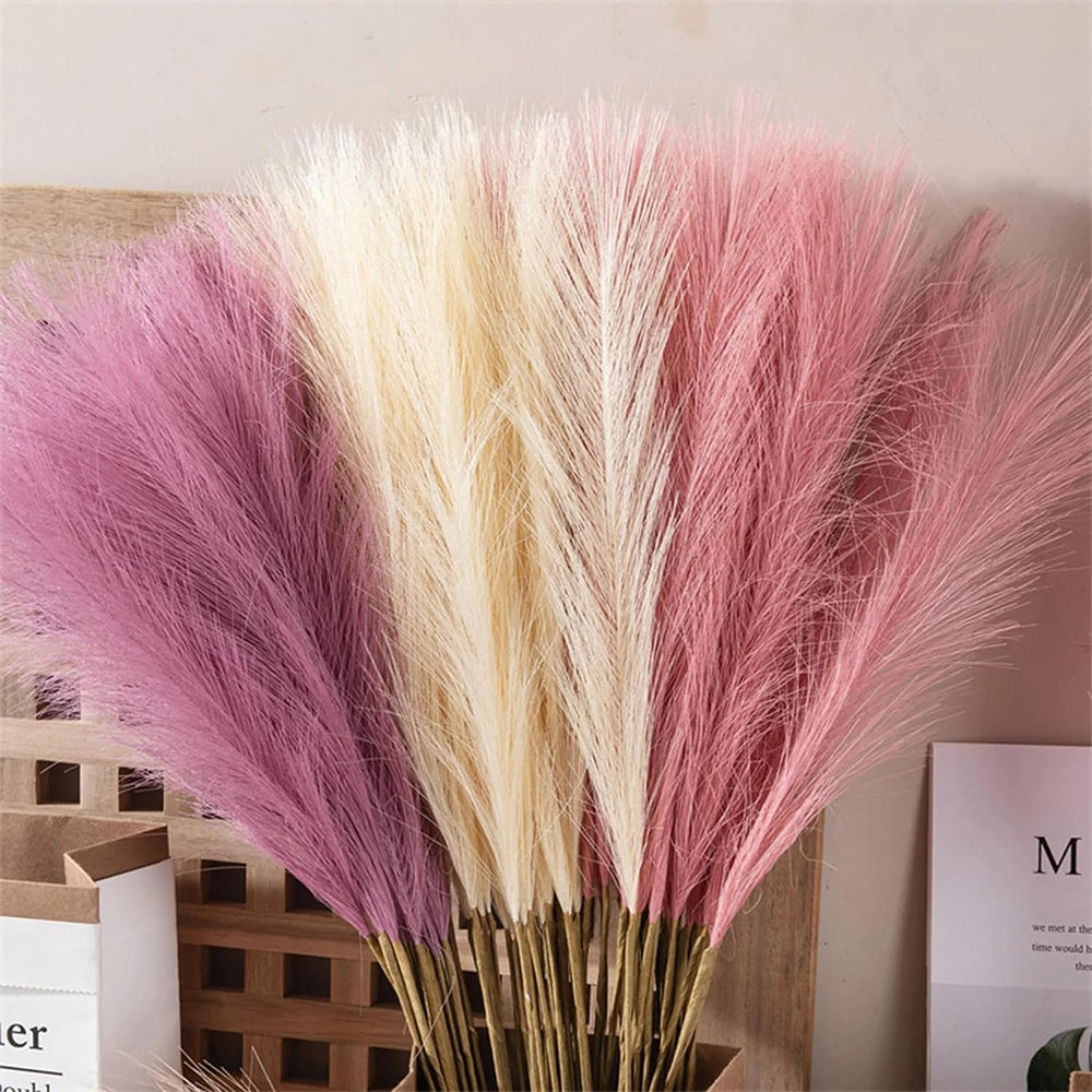 5/10/20PCS Fluffy Pampas Grass Boho Decor Artificial Flower Fake Plant Reed Simulated Party Wedding Home Decoration 42CM