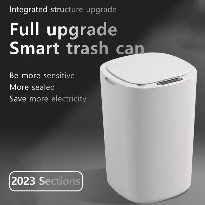 Smart Sensing Trash Can Automatic White Trash Can Kitchen Bathroom Waterproof 12L Electric Trash Can