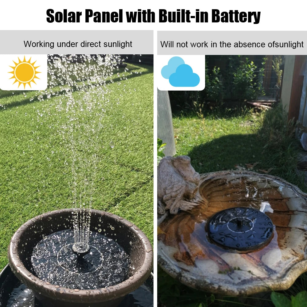 Solar Fountain Bird Bath Pond Patio Powered Fountain Garden Decoration Floating Garden Waterfall Fountain Pump