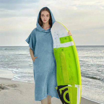 Surf Poncho Towel Poncho Quick-Dry Towel Hoodie Microfiber Beach Robe Changing Poncho Swim Towel Beach Poncho For Adults