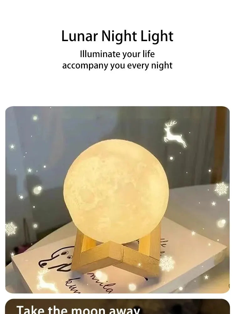 8 cm DIY Planet Lamp Moon Galaxy Night Light Art Painting Graffiti Birthday Gift Bedroom Living Room Decoration (With Stand)