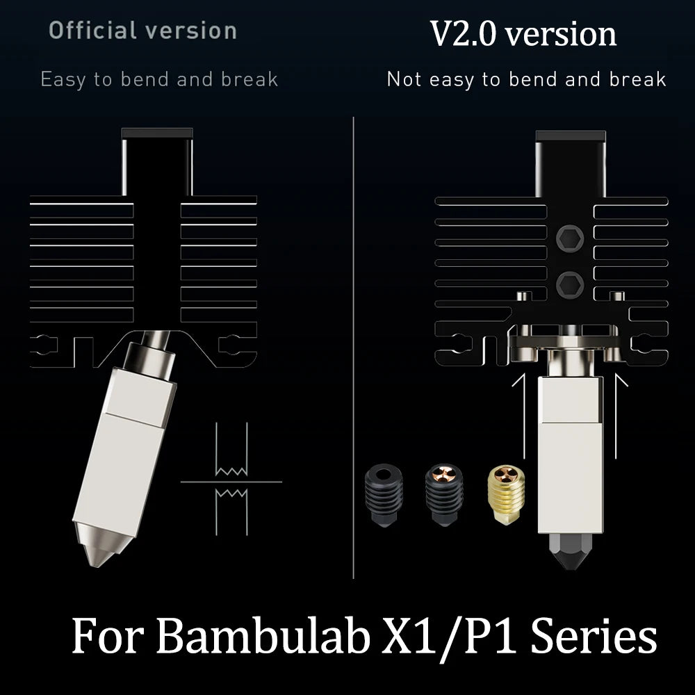 For Bambu Lab Hotend Upgrade 2.0 Version Cht nozzle bambulab Bi Metal Fit Bamboo Bambulabs X1 X1C P1P P1S hotend P1P Thermistor