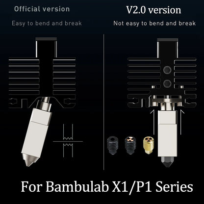 For Bambu Lab Hotend Upgrade 2.0 Version Cht nozzle bambulab Bi Metal Fit Bamboo Bambulabs X1 X1C P1P P1S hotend P1P Thermistor