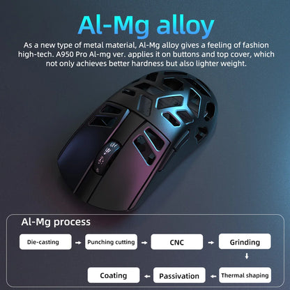 DAREU Al-mg Tri-mode 4Khz PBT Wireless Gaming Mouse Quick Charge PAW3395 26000 DPI Lightweight for PC Gamer