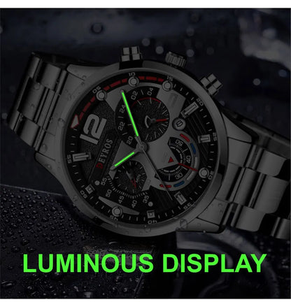 Fashion Mens Watches Luxury Stainless Steel Quartz Wristwatch Calendar Luminous Clock Men Business Casual Watch Reloj Hombre