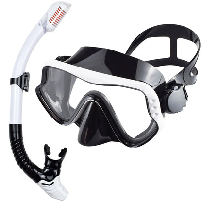 Dry Snorkel Set Diving Mask For Adults Tempered Glass Professional Panoramic Snorkeling Gear Swimming Training Snorkel Kit