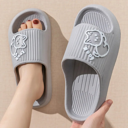 Summer Slippers Bathroom Platform Non-Slip Home Bear Cartoon Flip Flops Beach Women Slipper Sandals Slides Indoor Outdoor 2023