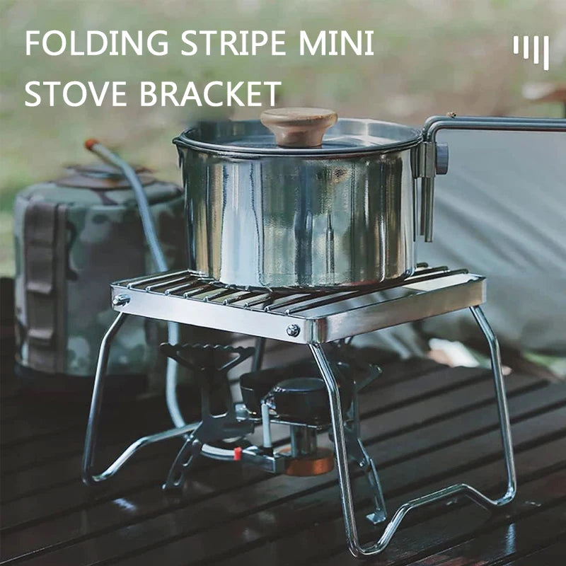 Outdoor Stainless Steel Stove Holder Camping Portable Folding Mini Barbecue Rack Set Pot Holder Baking Tray Holder