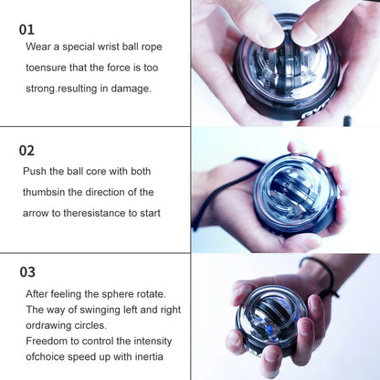 LED Wrist Ball Power Trainer Ball Auto-Start Gyroscopic Arm Hand Forearm Exerciser Power Wrist Gyro Ball Sport Fitness Equipment