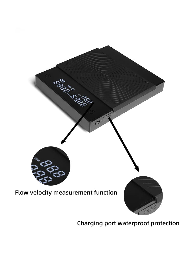 TIMEMORE Store Black Mirror Basic+2 Plus New Up Digital Coffee Food Kitchen Scale With Time  USB Light Weight Mini Digital Scale