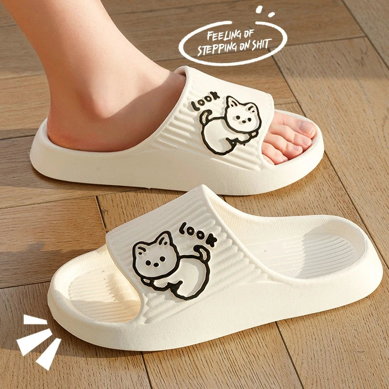 Summer Slippers Bathroom Platform Non-Slip Home Bear Cartoon Flip Flops Beach Women Slipper Sandals Slides Indoor Outdoor 2023