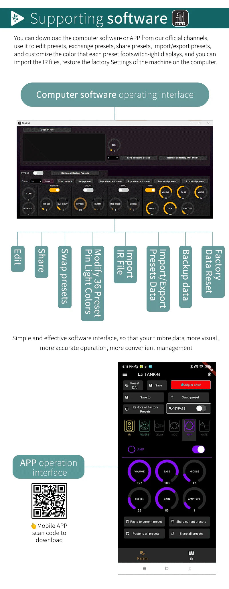 Yuimer Tank-G For Guitar Tank-B for BASS Effect Multi-Effects Pedal 36 Presets 9 Preamp Slots From M-Vave The Same Factory