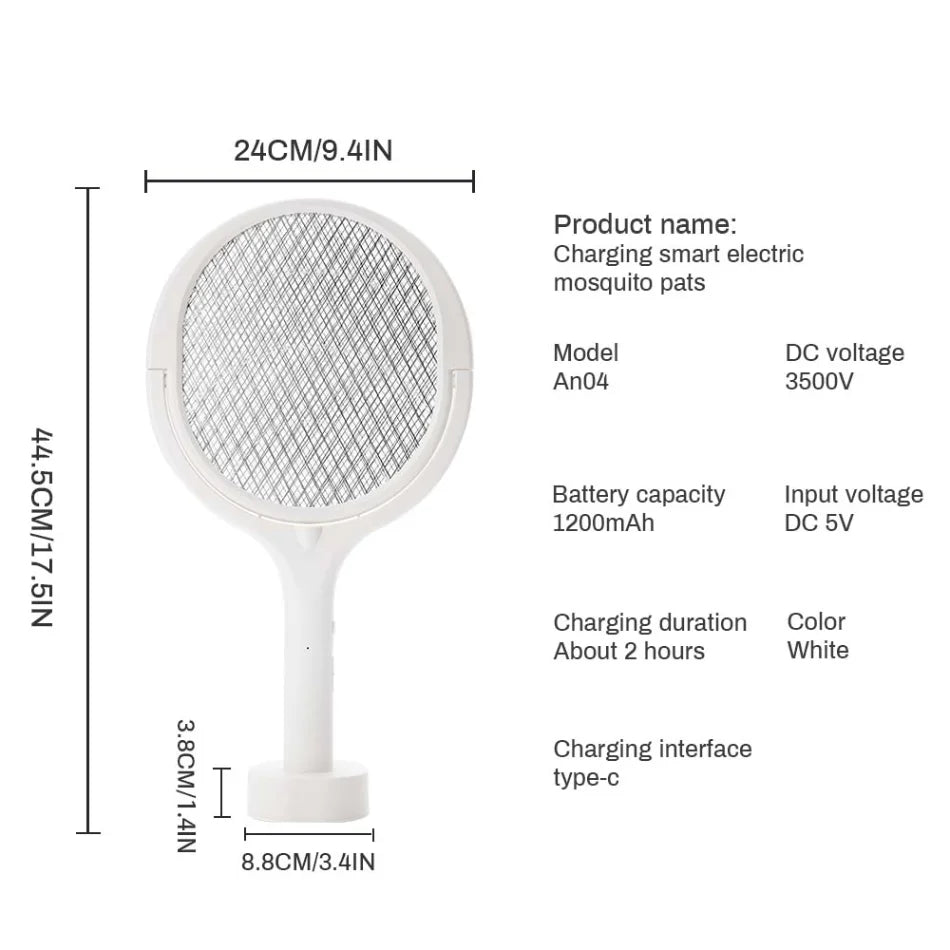 3500V 5in1 Mosquito Killer Lamp Multicunctional Angle Adjustable Bug Zapper Electric USB Rechargeable Mosquito Fly Bat Swatter