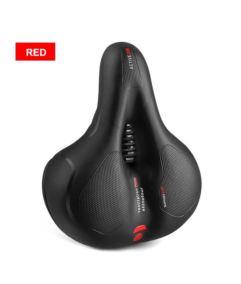 Hollow Breathable Bicycle Saddle Men Women MTB Road Bike Saddle Shock Absorbing Comfortable Big Butt Bike Seat Safety Warning