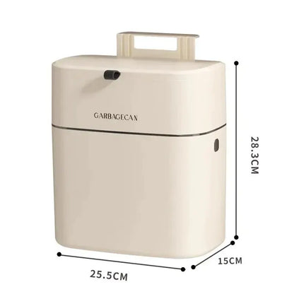 Stylish Hanging Trash Can for Household Toilets - Large Capacity, Square Design, Convenient Clamshell Lid