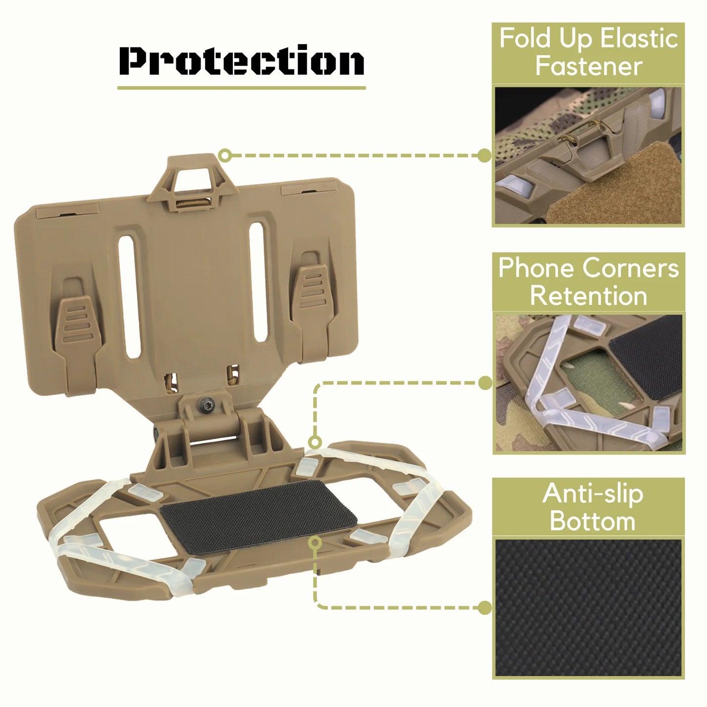 Airsoft Plate Carrier Molle Phone Carrier Outdoor Navigation Board, Quick Access Foldable Holder Vest Chest Rig Mount