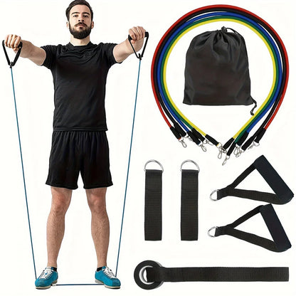 11pcs/Set Pull Rope, Resistance Bands, Portable Fitness Equipment, Ankle Strap, Chest Expander, Elastic Exercise Band