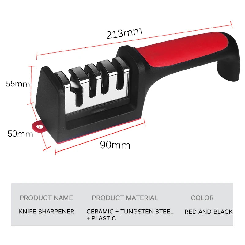 Kitchen 3/4-Segment Knife Sharpener Household Multi-Functional Hand-Held 3/4-Purpose Black Sharpening Stone