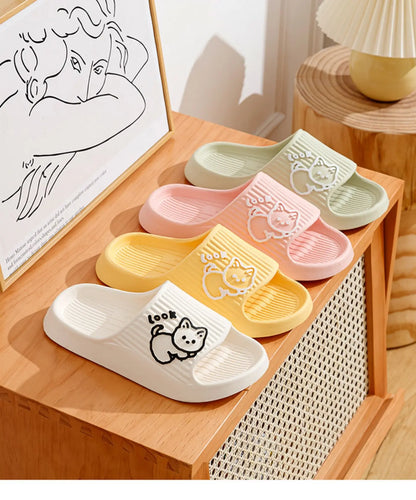 Summer Slippers Bathroom Platform Non-Slip Home Bear Cartoon Flip Flops Beach Women Slipper Sandals Slides Indoor Outdoor 2023