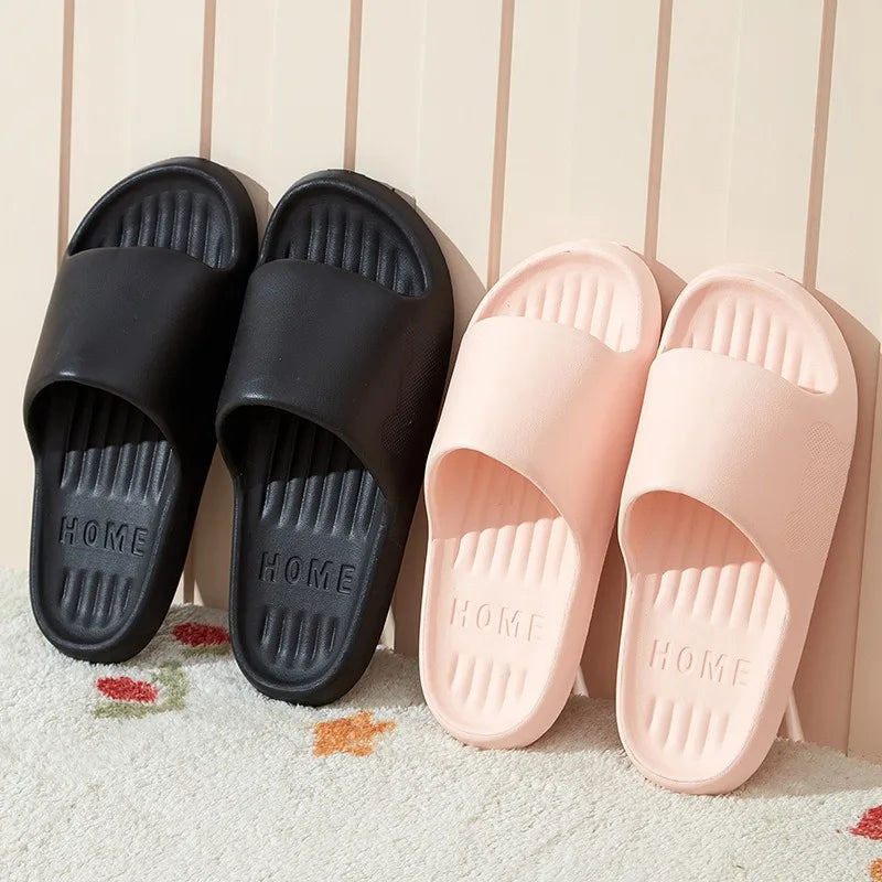 Soft Slippers Couples Home Outdoor Slipper Summer Women Bedroom Thick Bottom Shoes Beach Sandals Men Flip Flops Shower Shoes