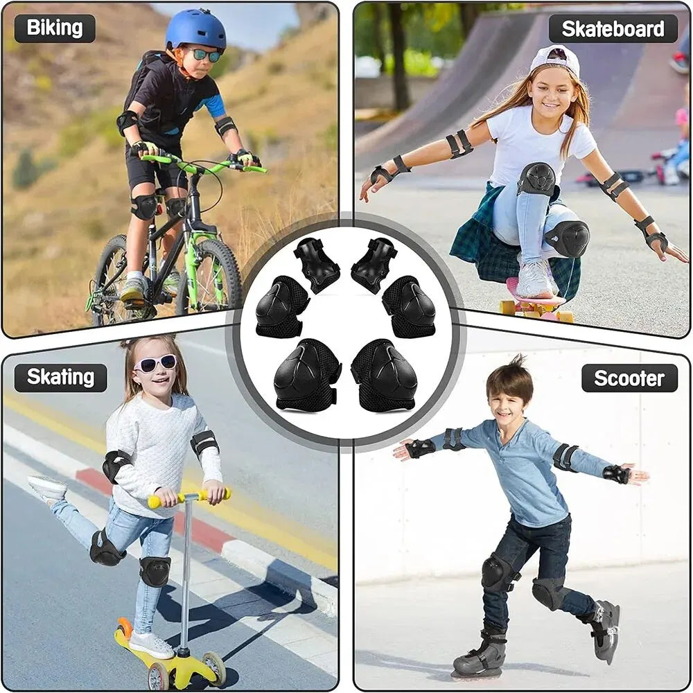 Kids Protective Gear Knee Pads and Elbow Pads 3 in 1 with Wrist Guard for Rollerblading Skateboard Cycling Skating Bike Scooter