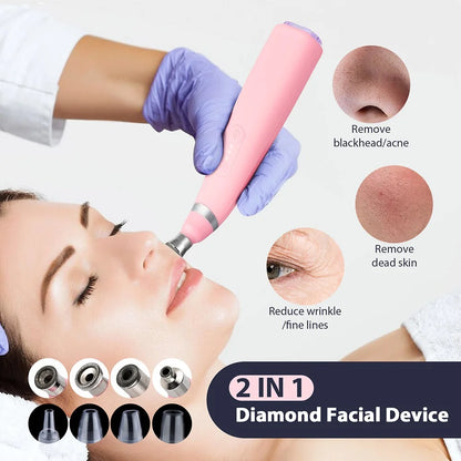 Portable Diamond Microdermabrasion Peeling Machine Silicone Hydrodermabrasion Facial Vacuum Blackhead Removal Skin Pore Cleaning