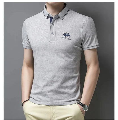 New Summer Korean  Embroidered Polo Shirt Men's Luxury Top Casual Lapel Short Sleeve T-shirt Fashion Anti-wrinkle Men T Shirt