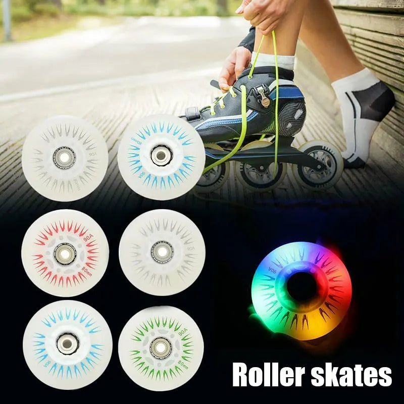 4PCS Flash Inline Skate Wheels 90A LED Lighting Skating Wheel Flash Wheels Sliding Roller Skating Shoes 80mm 76mm 72mm 68mm